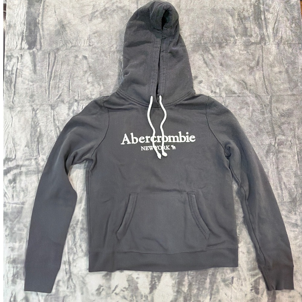 Abercrombie & Fitch Hoodie Womens Gray Embroidered Logo Pullover Medium